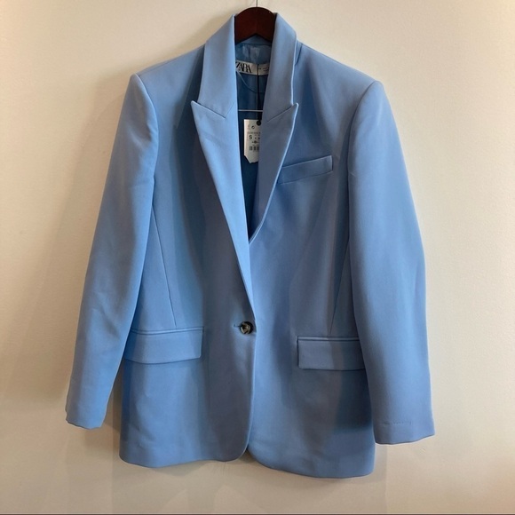 ZARA Sz S Oversized Y2K Jacket Blazer Lined Shoulder Pads NEW WITH TAG - Picture 2 of 13